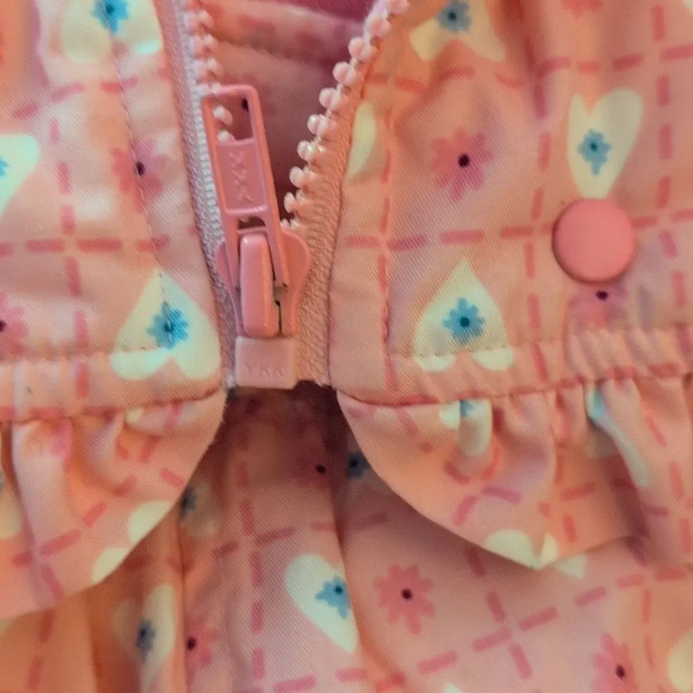 Gymboree Rainbow Tag Vintage Girl Pink Heart Floral Print Winter Snow Suit Coat